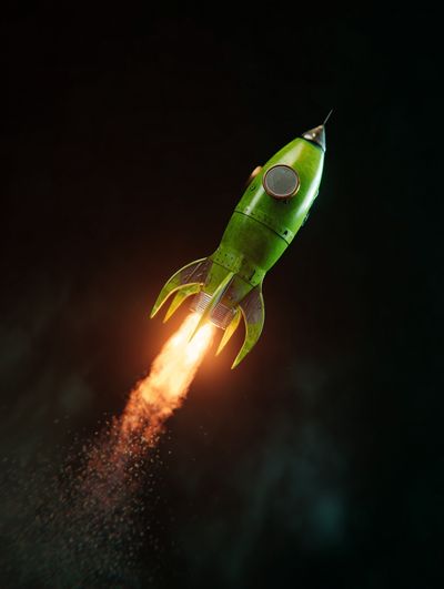 Green Rocket Launch — Digital Art Print. poster print