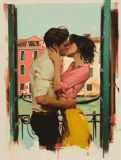 Romantic Kiss in Venice