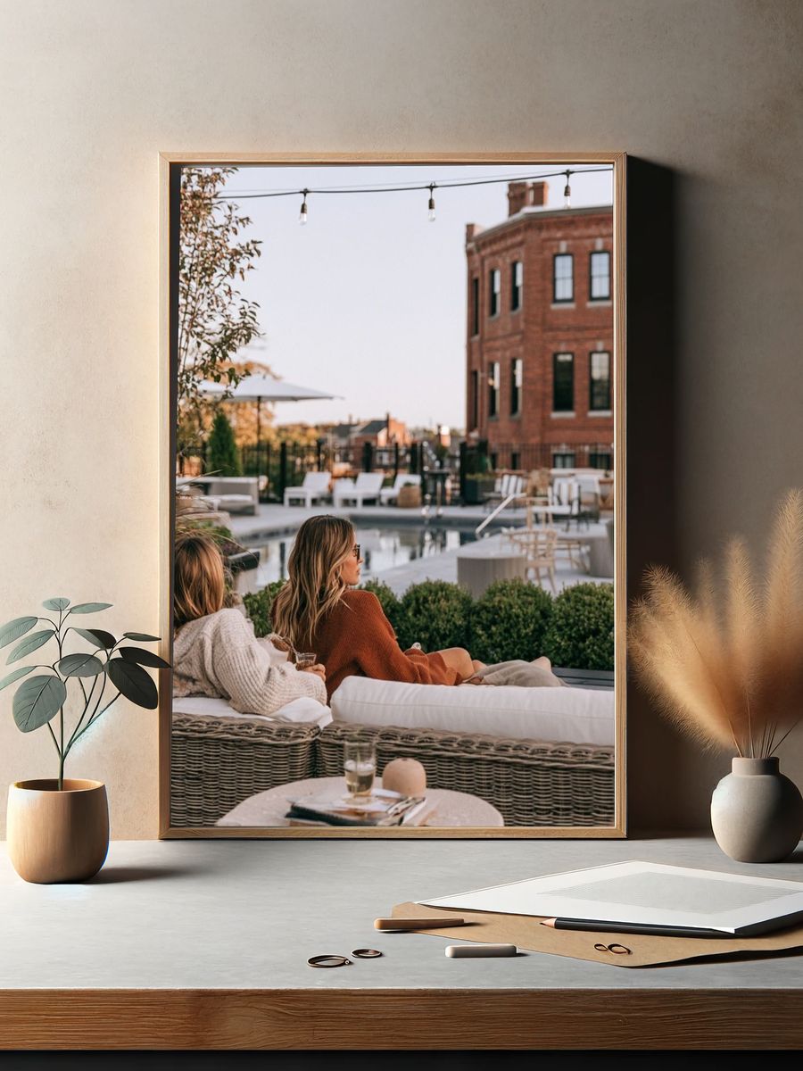 Rooftop Lounge Evening Photography Poster. — room view 2