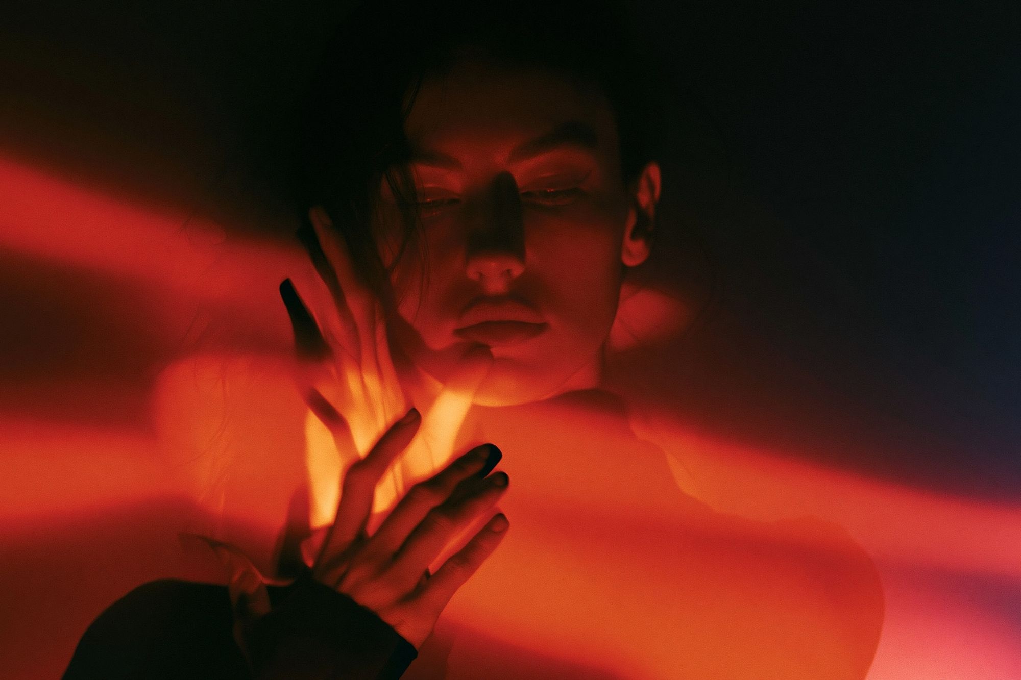 Red Light Portrait Photography Poster. poster detail