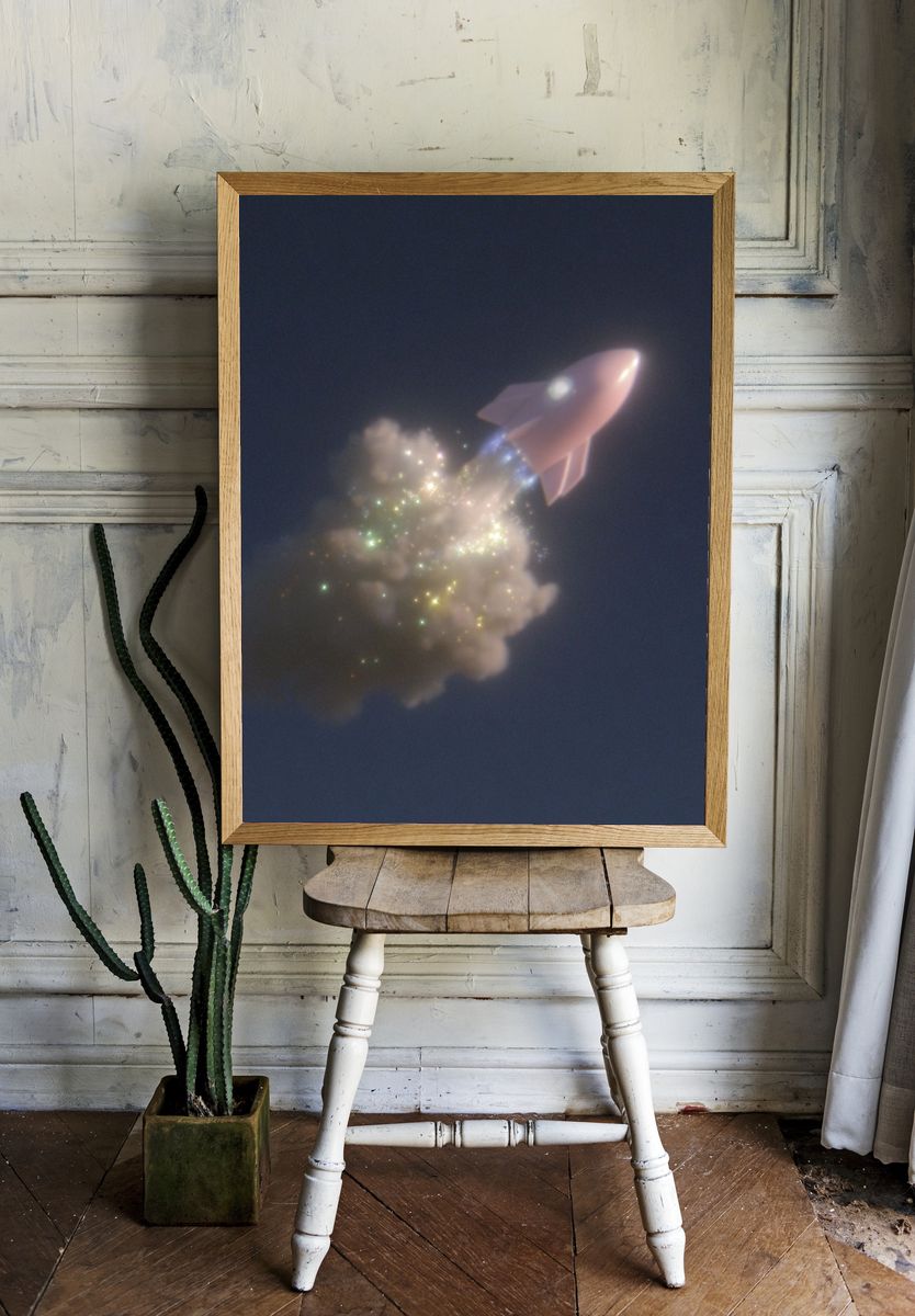 Rocket Launch — Digital Art Print room preview
