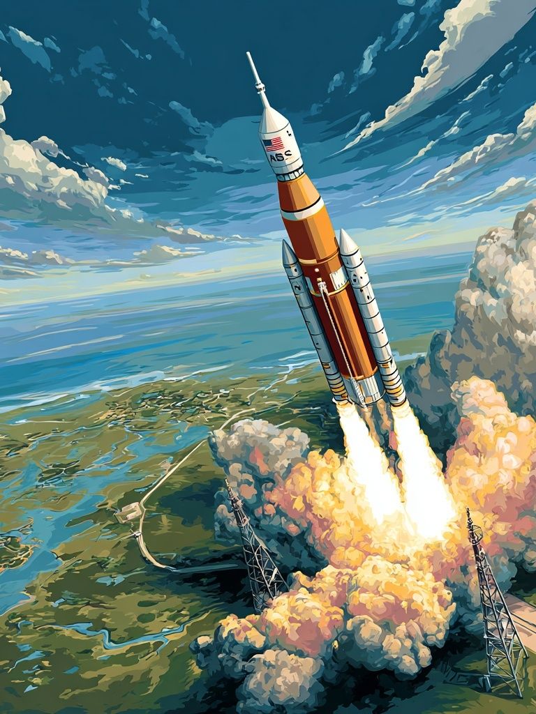 Rocket Launch — Space Art Print. poster — space art