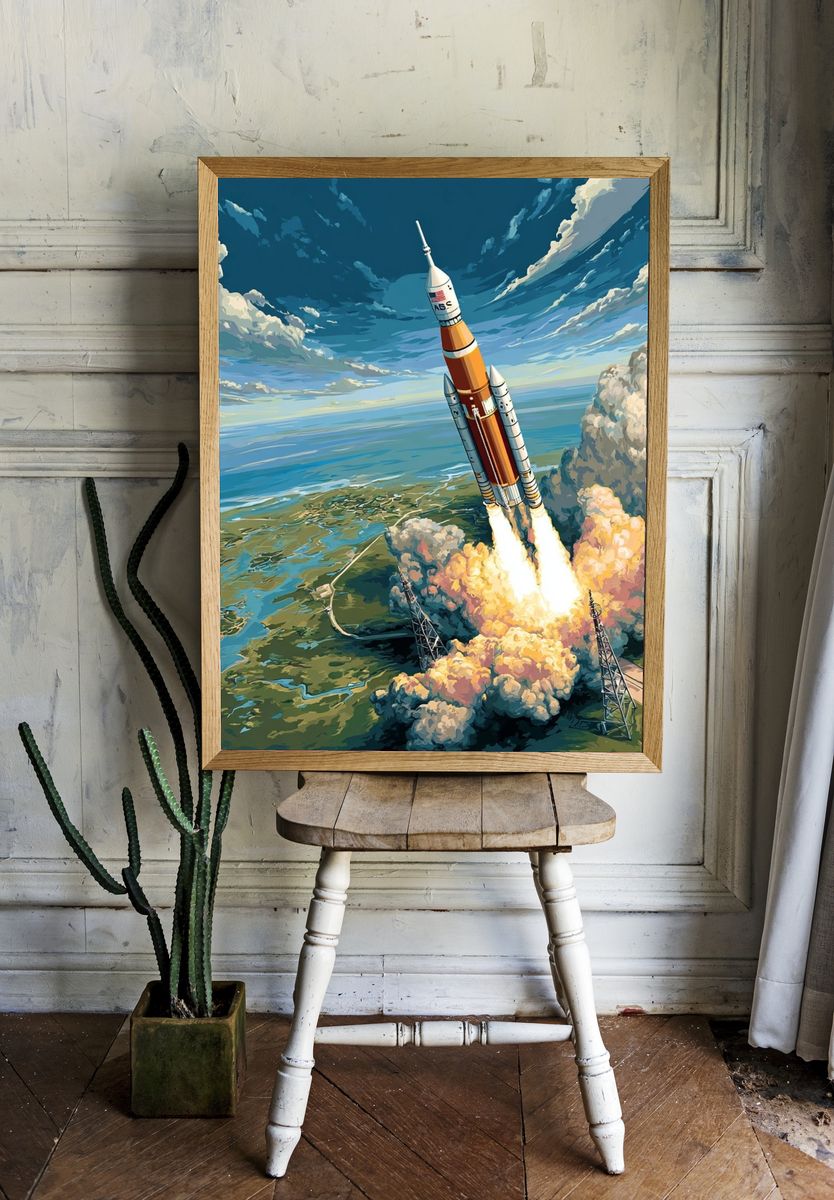Rocket Launch — Space Art Print. — room view 1