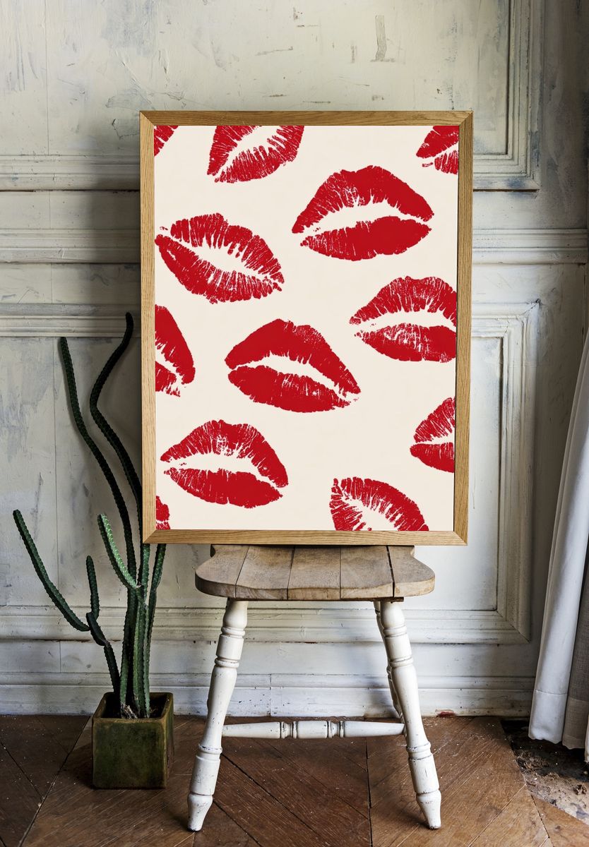 Red Lips Pattern Poster room preview