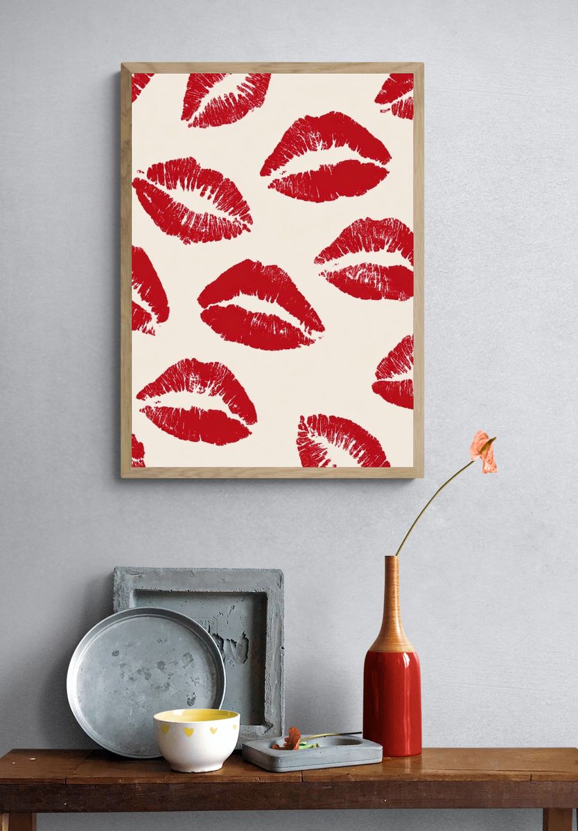 Red Lips Pattern Poster. — room view 3