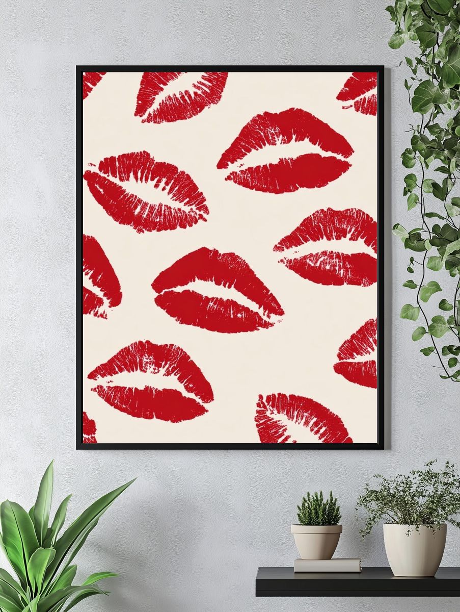 Red Lips Pattern Poster. — room view 4