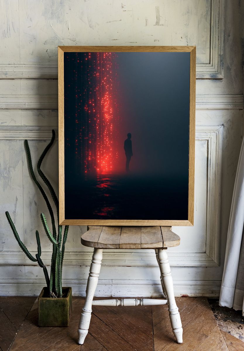 Red Light Silhouette Photography Poster. room preview