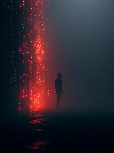 Red Light Silhouette Photography Poster.