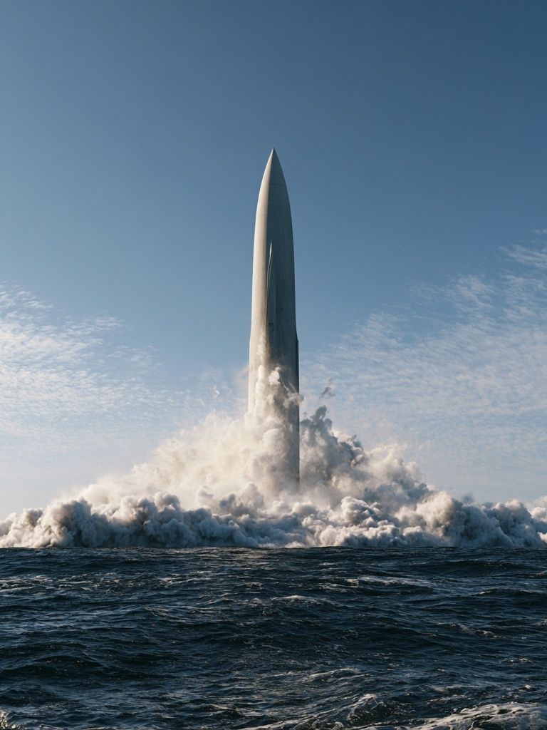 Rocket Launch at Sea Photography Poster. poster detail