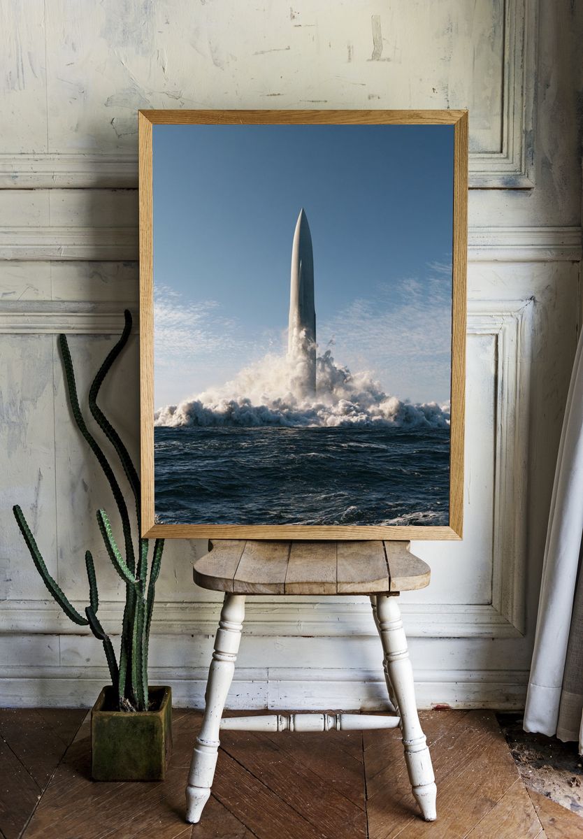 Rocket Launch at Sea Photography Poster. — room view 1