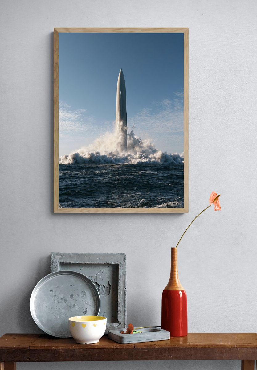 Rocket Launch at Sea Photography Poster. — room view 3