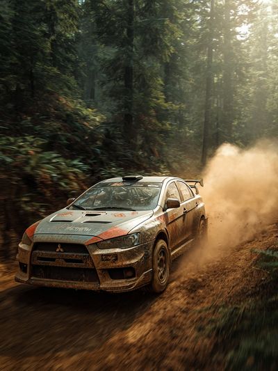 Rally Car in Forest Poster. poster print