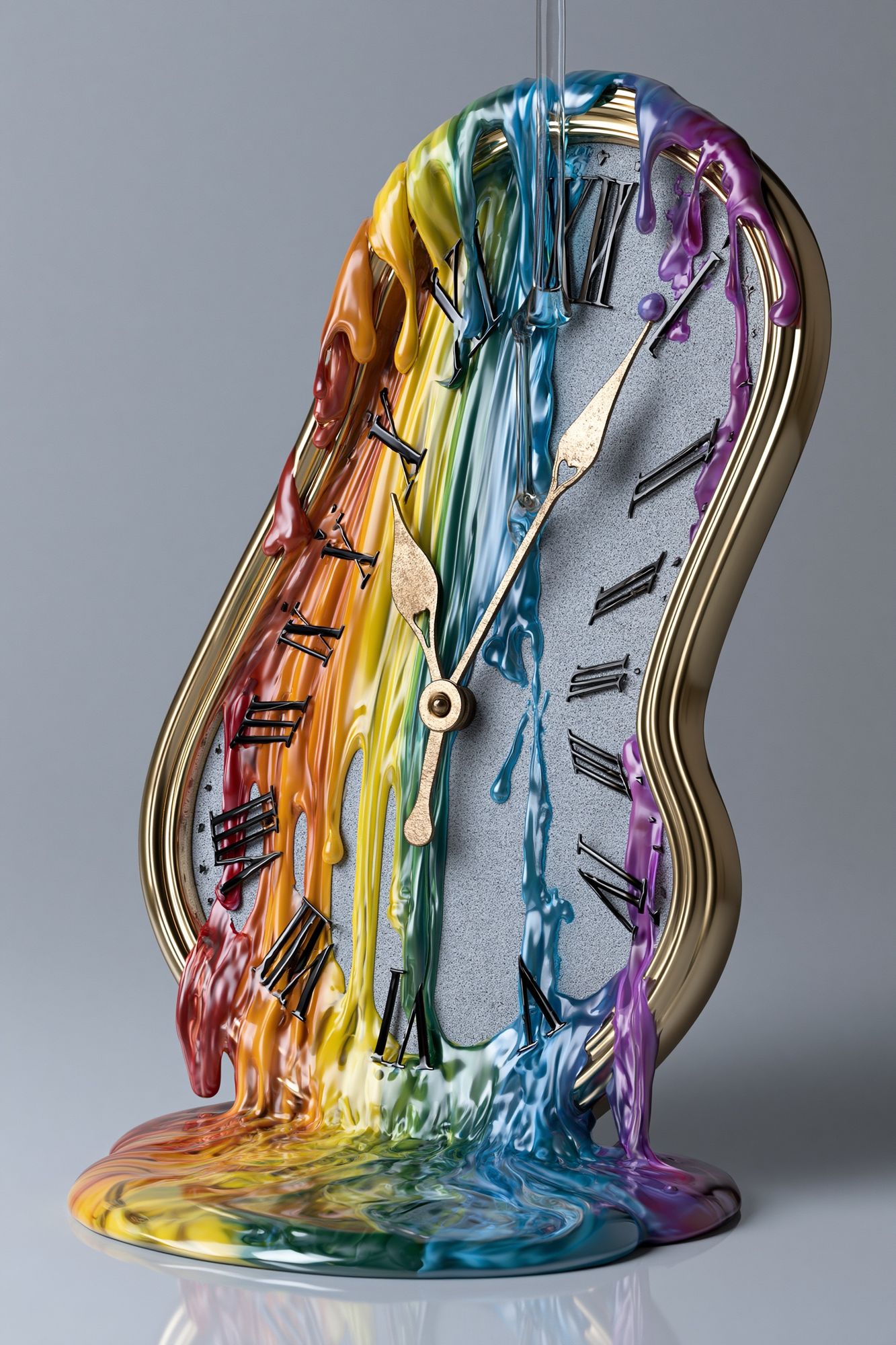 Rainbow Melting Clock Abstract Poster. poster — abstract art