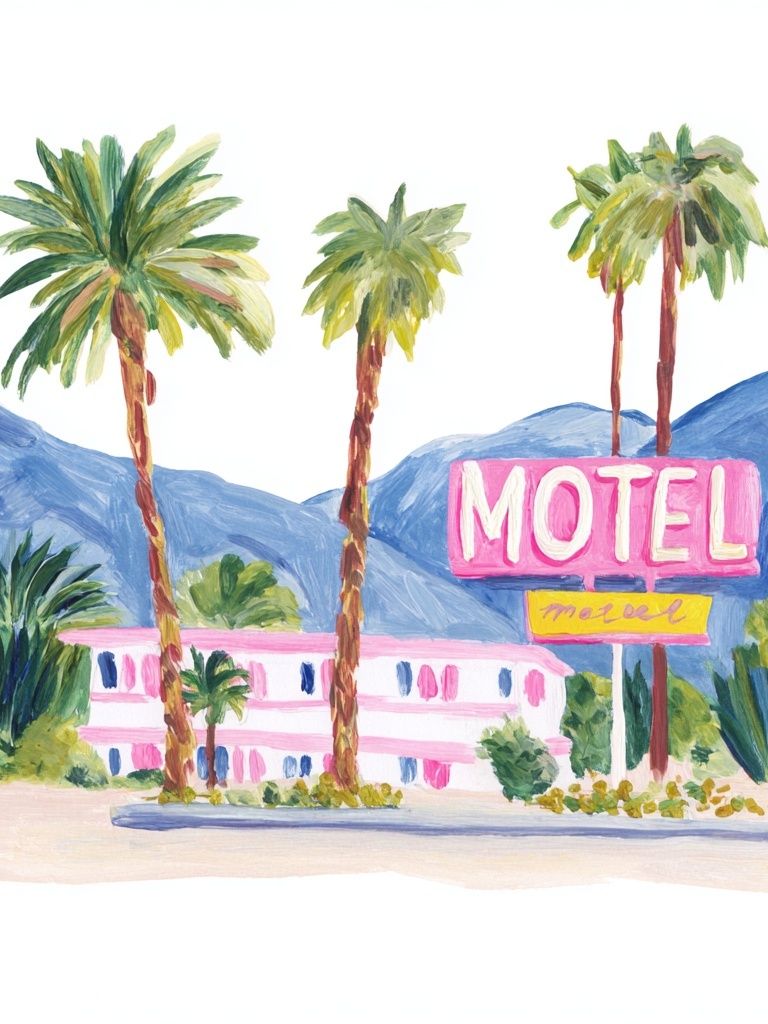 Retro Motel Illustration Poster. poster detail