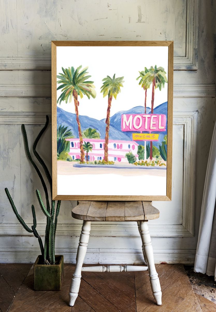 Retro Motel Illustration Poster. room preview