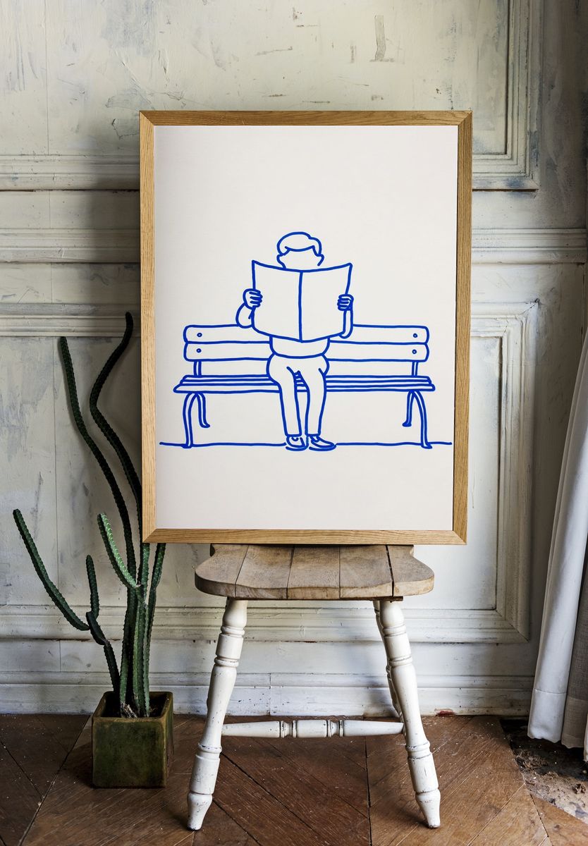 Reading Man — Minimalist Print room preview