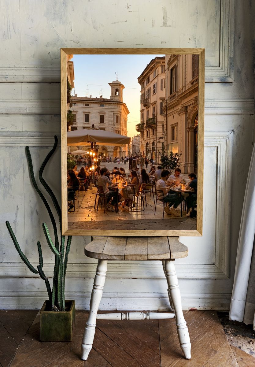 Rome Sunset Café Street Photography Poster. — room view 1