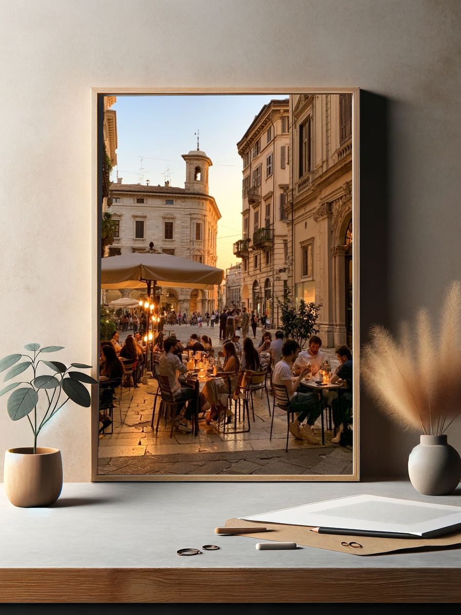 Rome Sunset Café Street Photography Poster. — room view 2