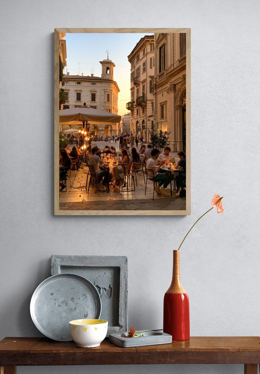 Rome Sunset Café Street Photography Poster. — room view 3