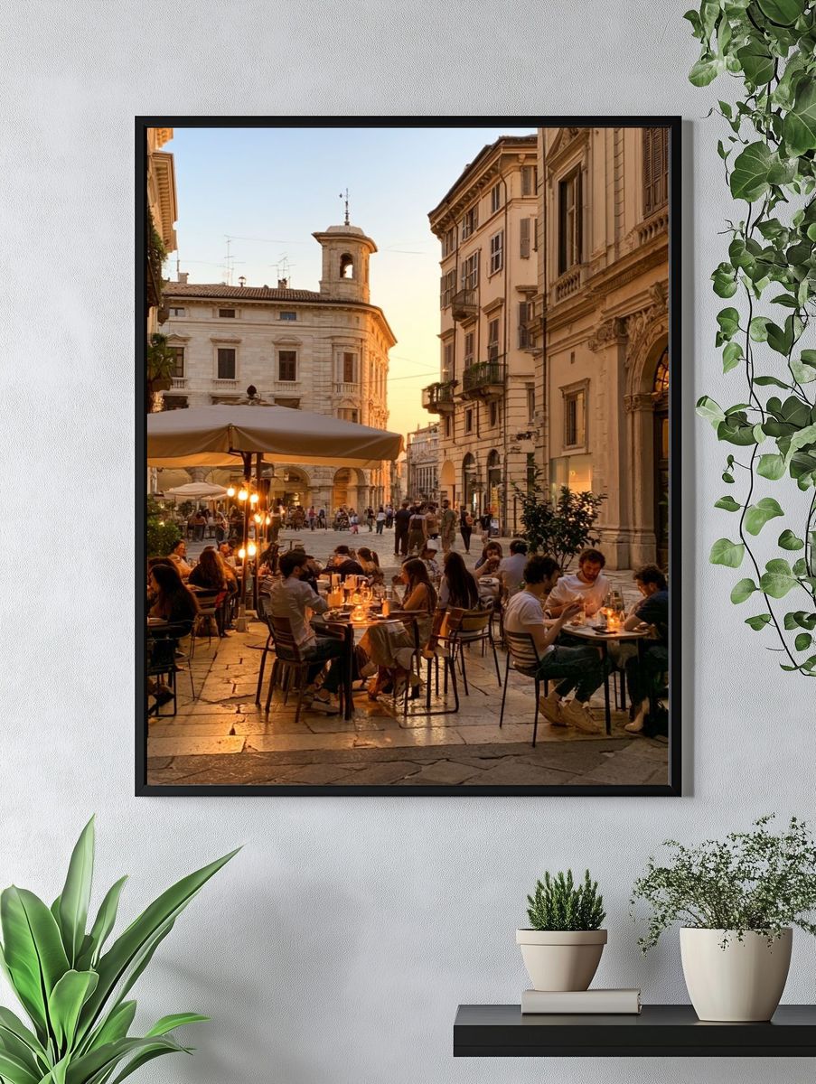 Rome Sunset Café Street Photography Poster. — room view 4