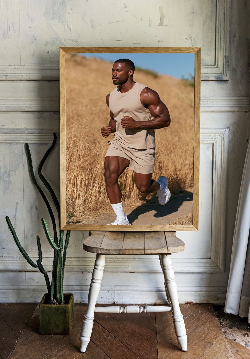 Runner in Golden Fields Photography Poster. room preview