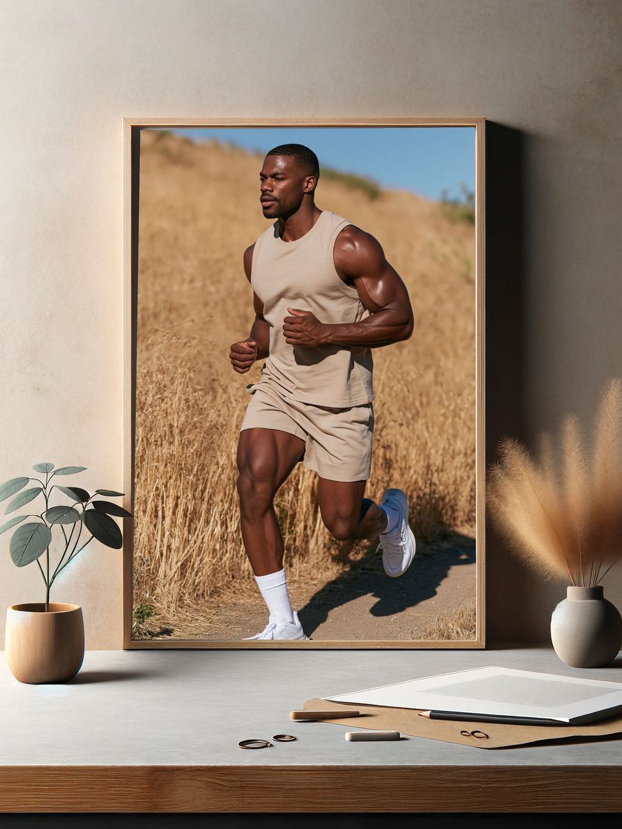 Runner in Golden Fields Photography Poster. — room view 2