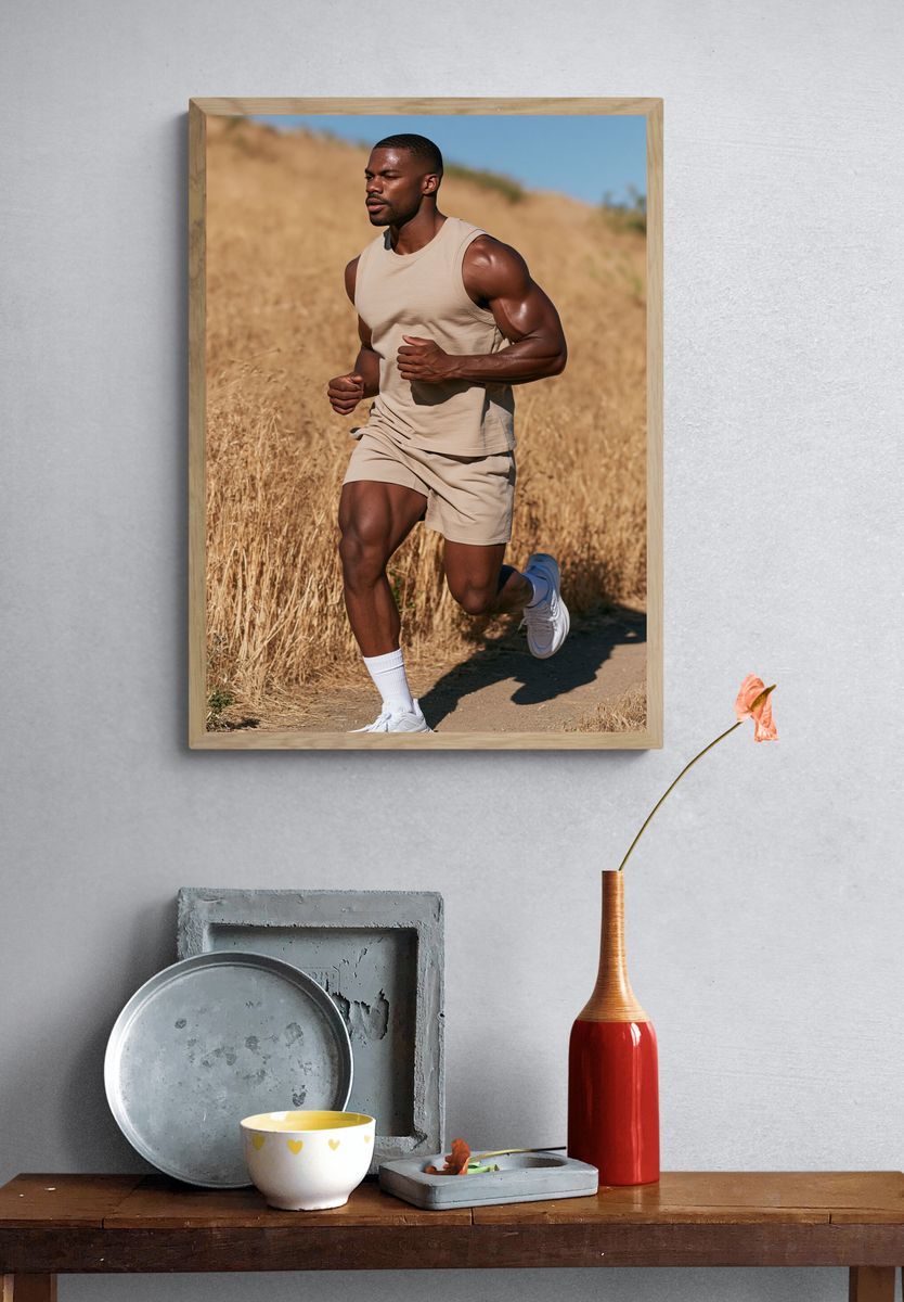 Runner in Golden Fields Photography Poster. — room view 3