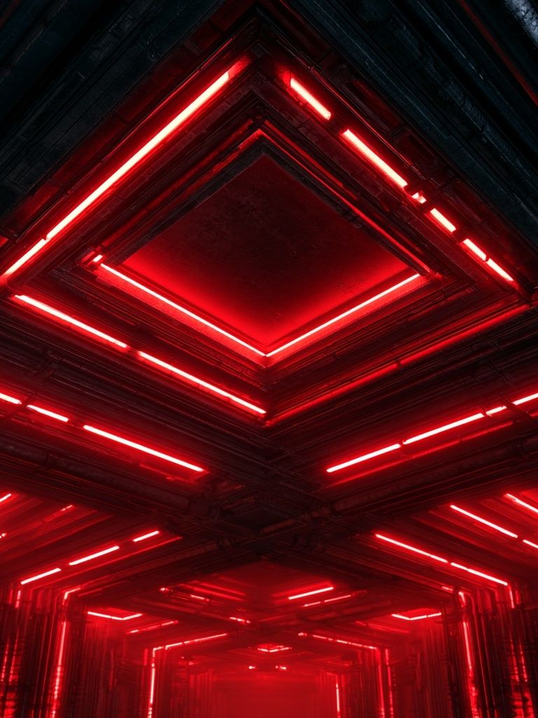 Red Neon Tunnel Abstract Print. poster — abstract art