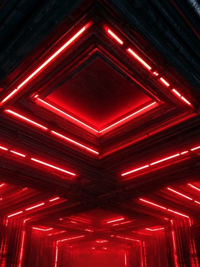 Red Neon Tunnel Abstract Print. poster