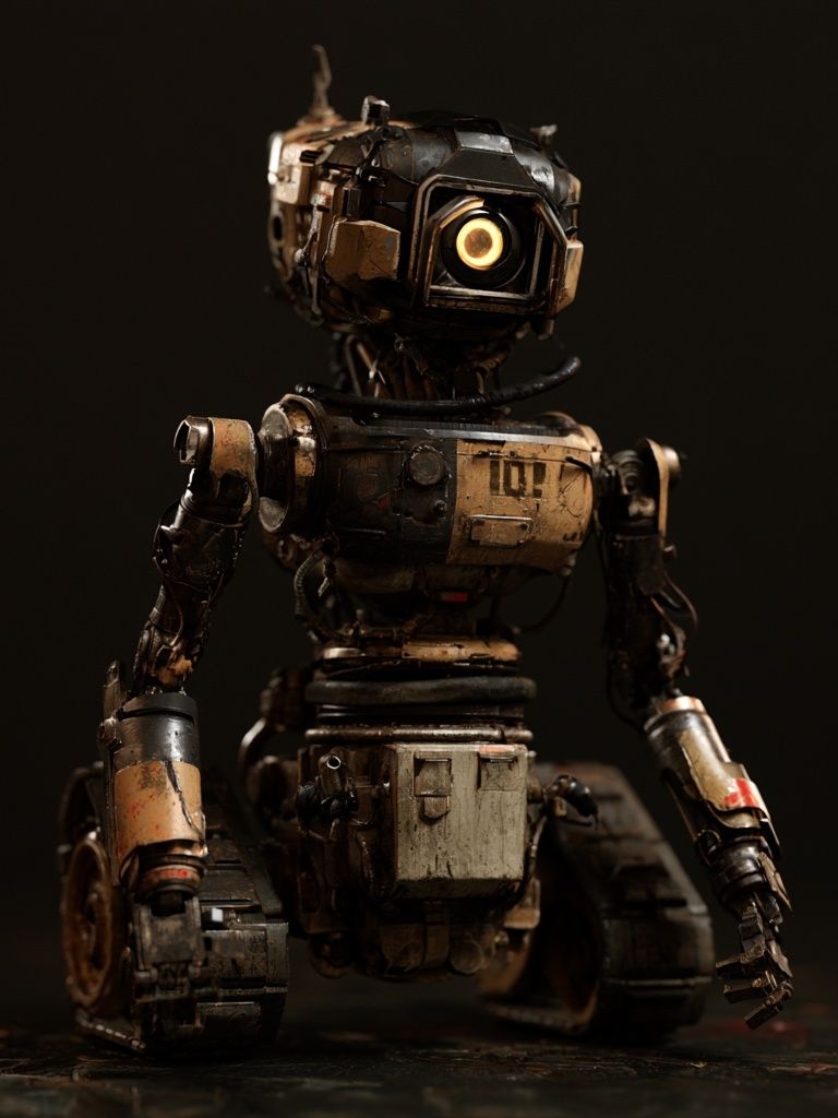 Rusty Robot Portrait Print. poster — illustration art