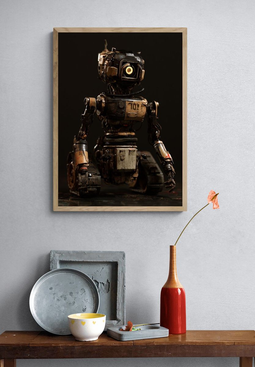 Rusty Robot Portrait Print. — room view 3