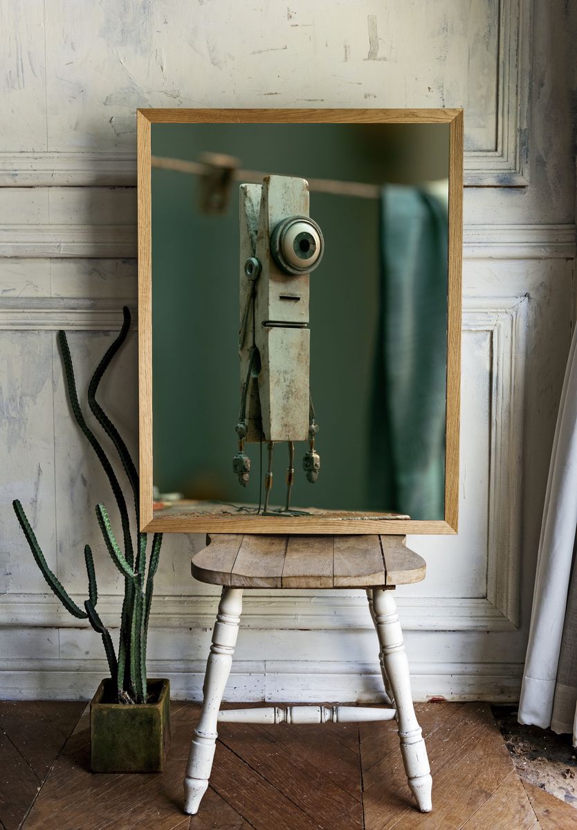 Surreal Robot Figure Illustration Poster. — room view 1