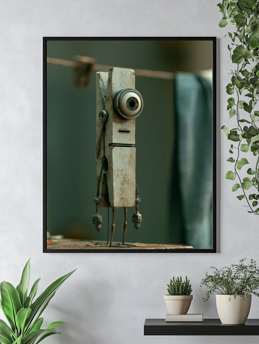 Surreal Robot Figure Illustration Poster. — room view 4