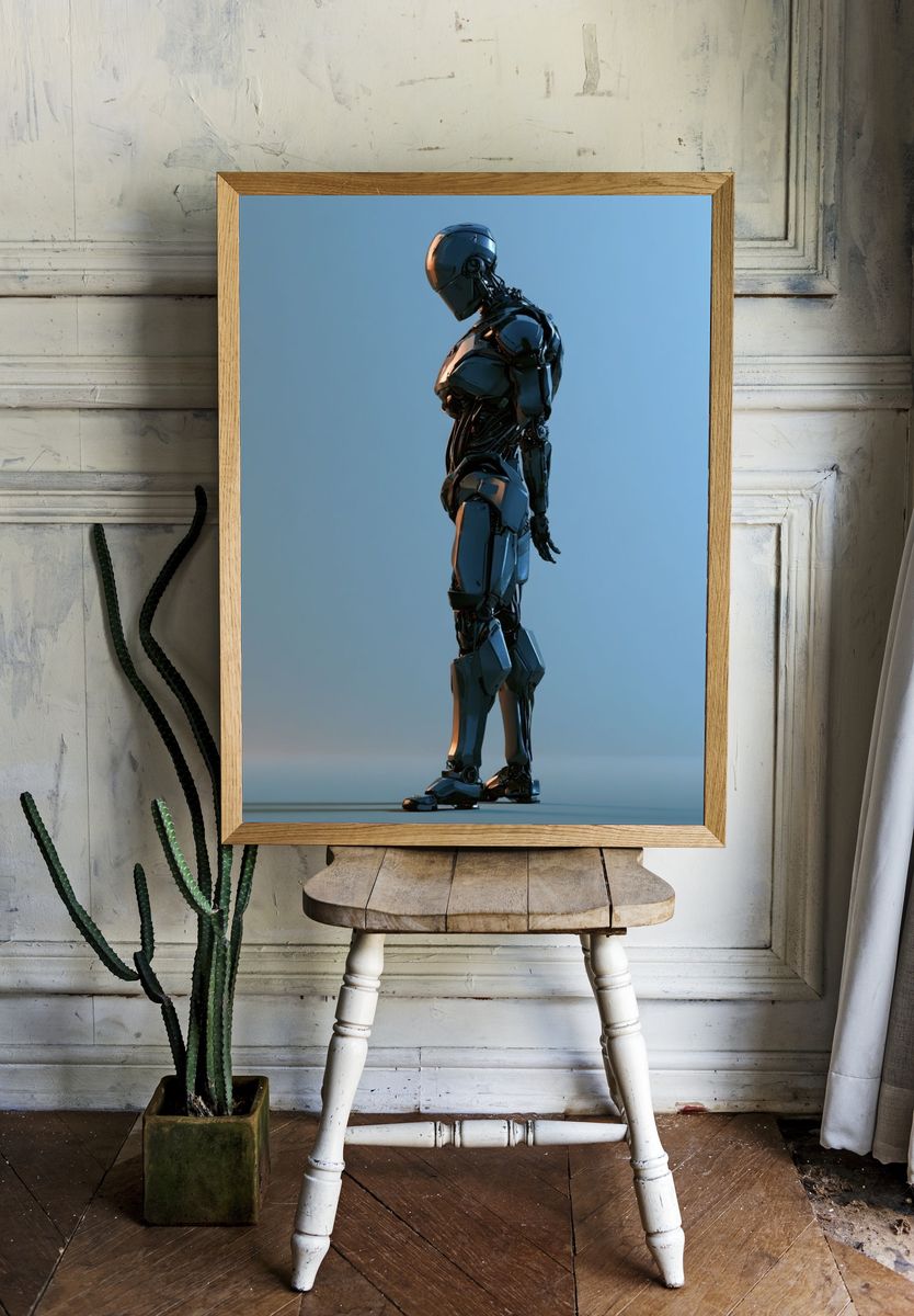 Futuristic Robot Silhouette Poster. — room view 1