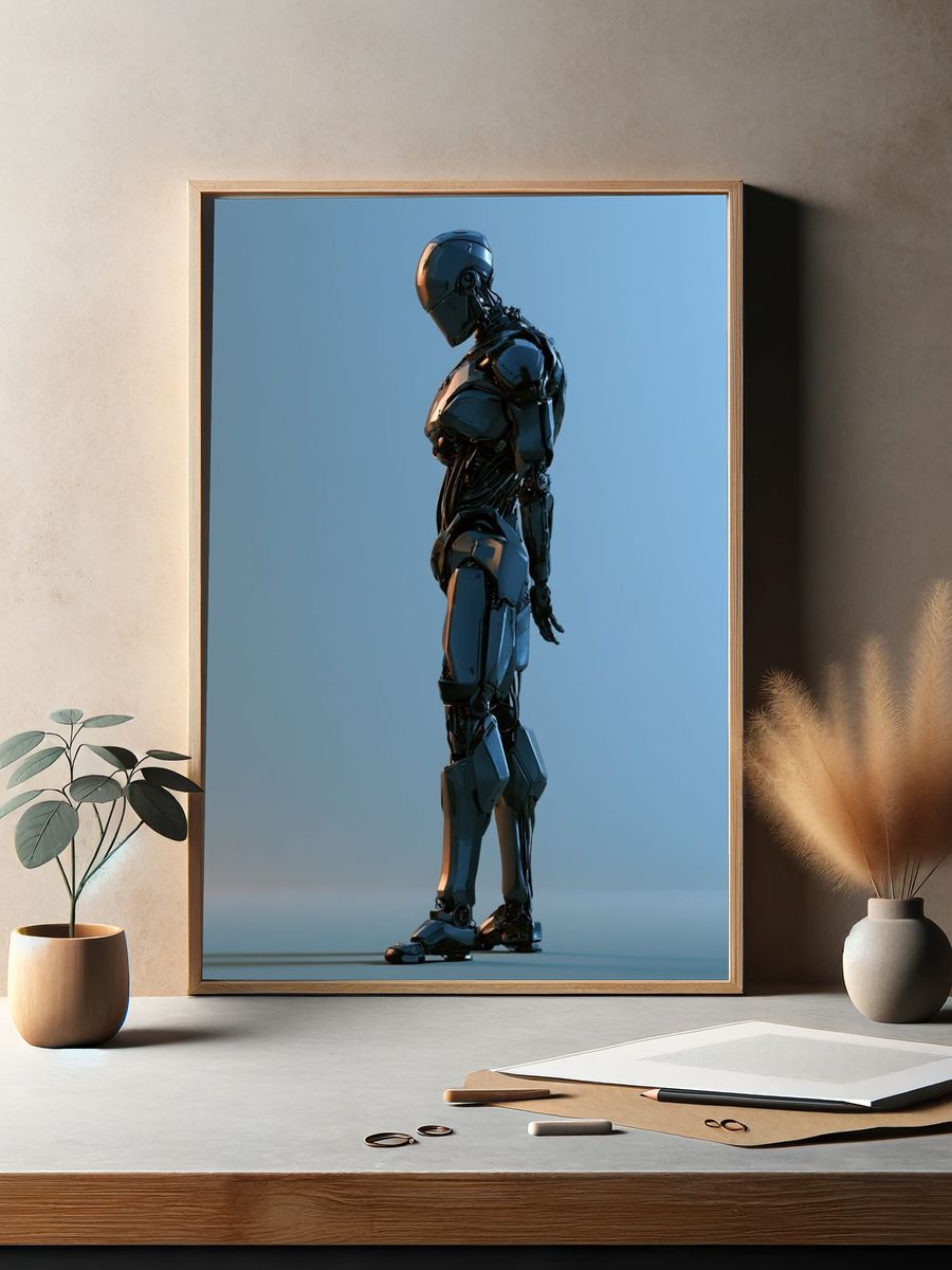 Futuristic Robot Silhouette Poster. — room view 2