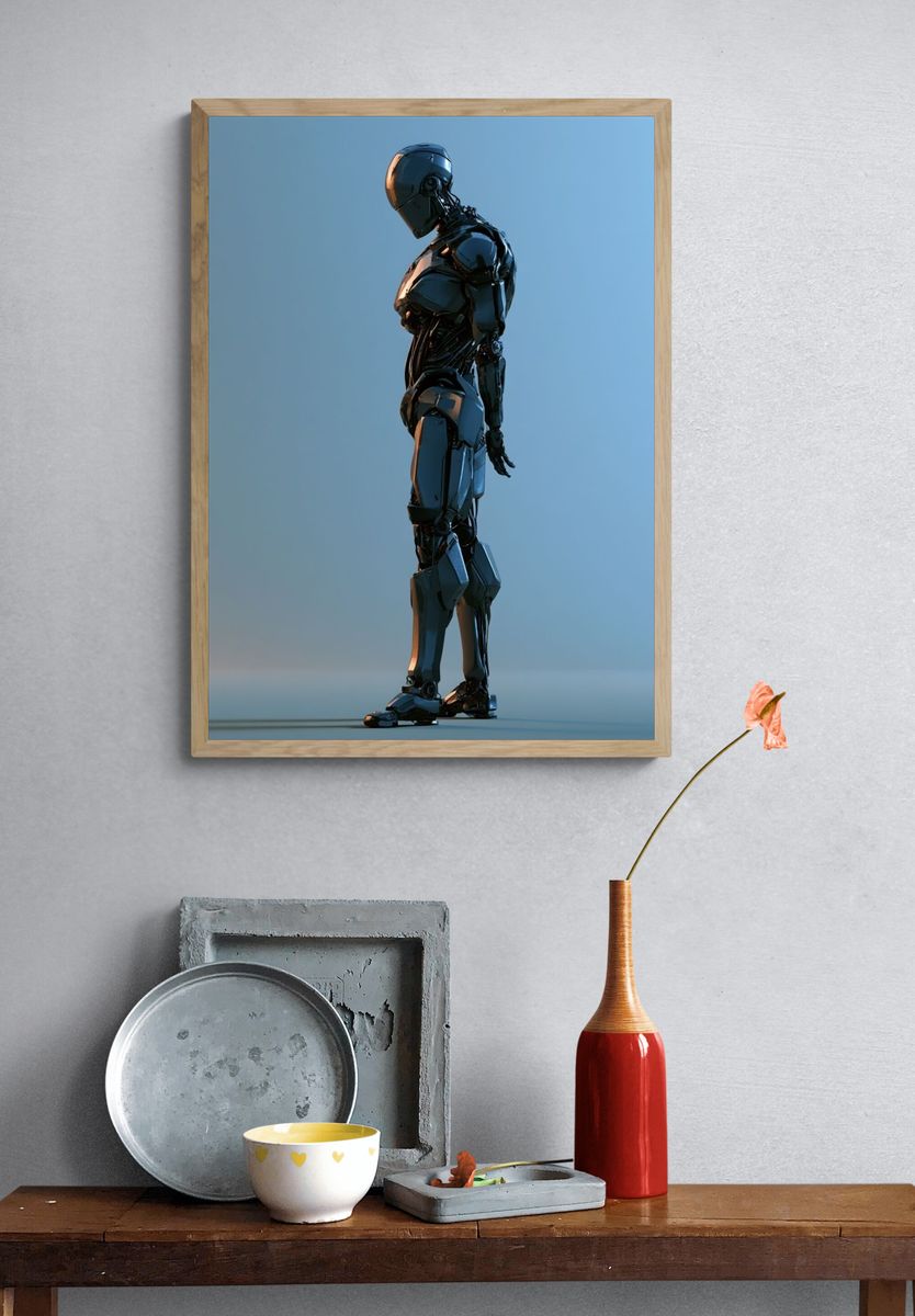 Futuristic Robot Silhouette Poster. — room view 3