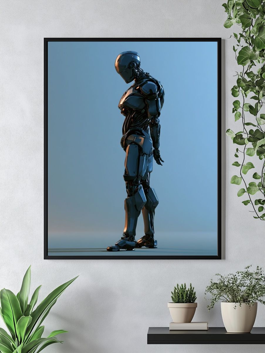 Futuristic Robot Silhouette Poster. — room view 4