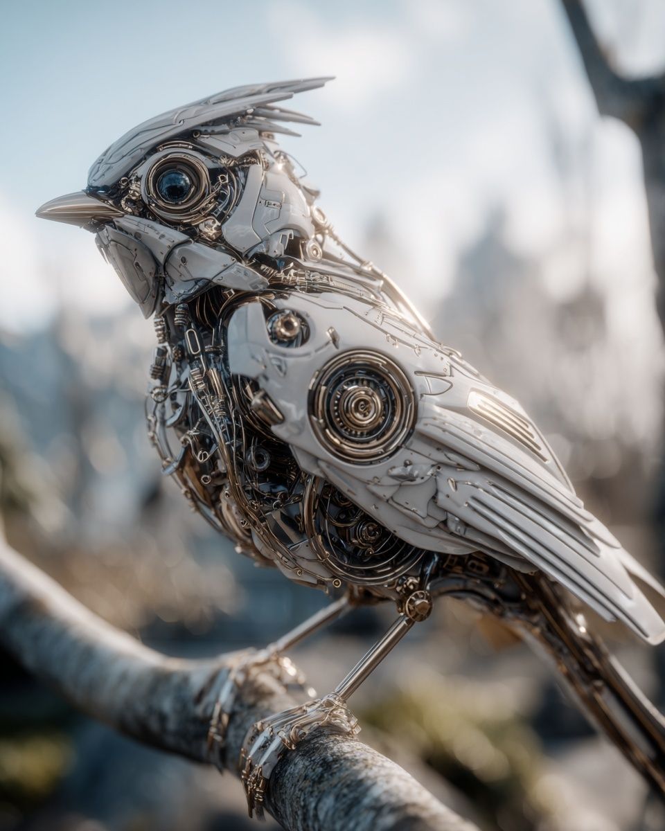 Mechanical Bird Sci-Fi Poster. poster — illustration art