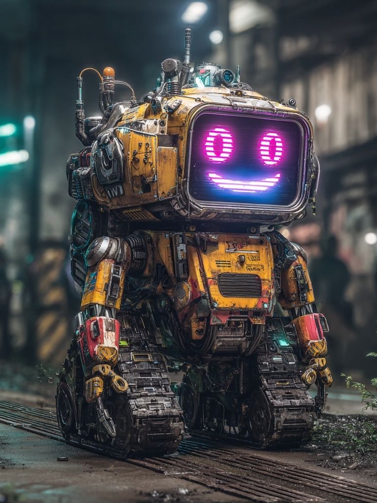 Neon Robot Companion Sci-Fi Poster. poster — illustration art