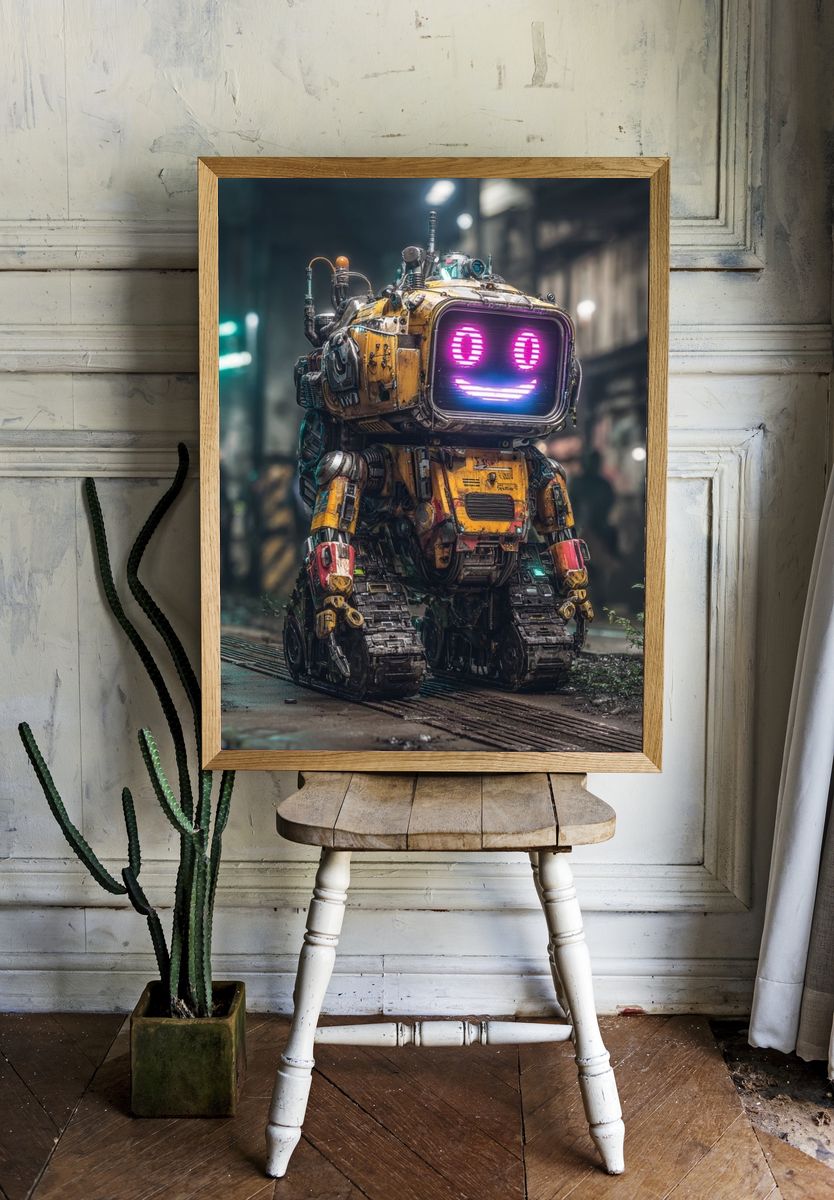 Neon Robot Companion Sci-Fi Poster room preview