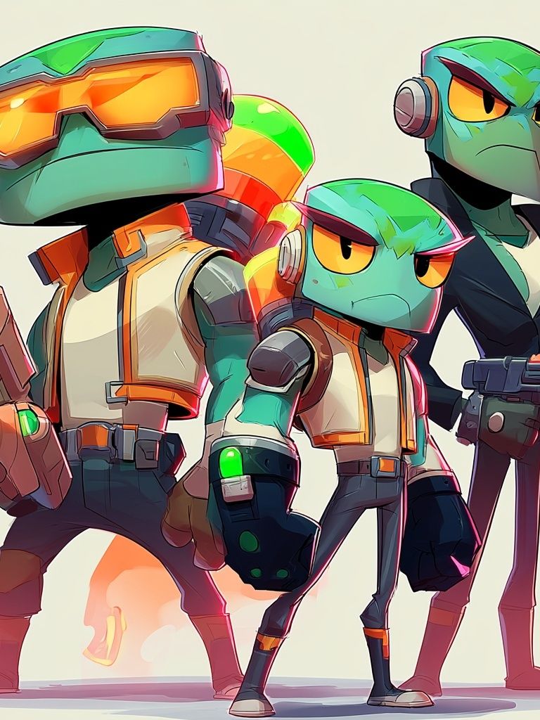 Robot Trio Digital Art Poster. poster detail
