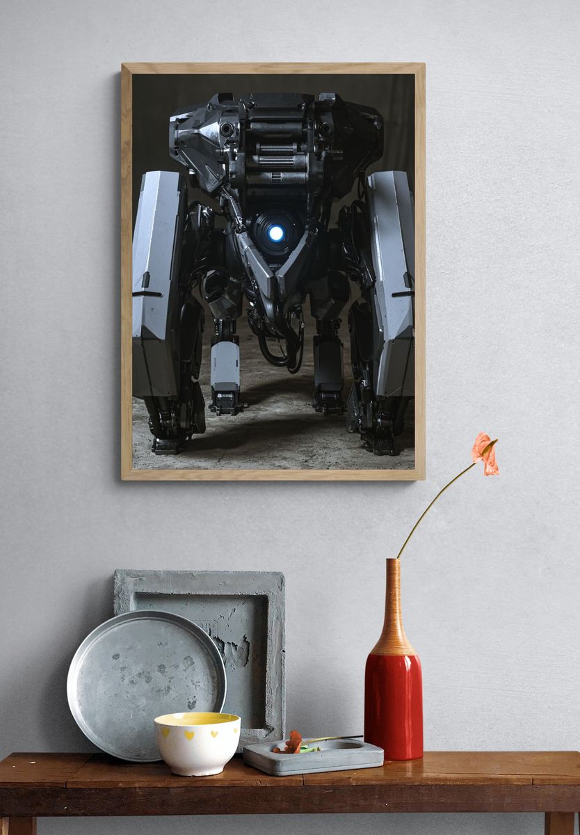 Industrial Robot Portrait Poster. — room view 3