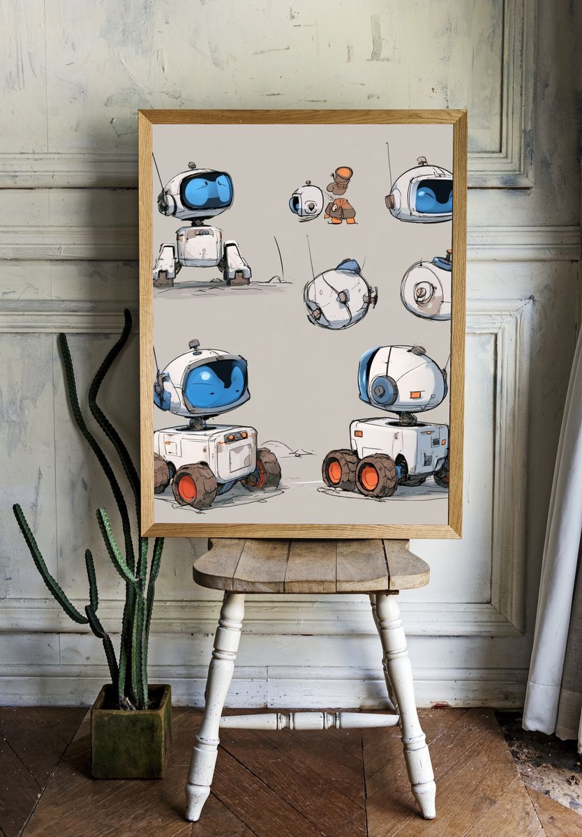 Cute Robot Concept Art Poster. — room view 1