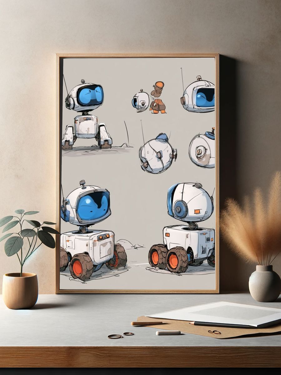 Cute Robot Concept Art Poster. — room view 2