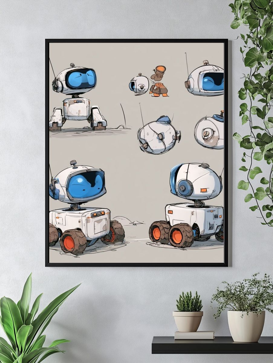 Cute Robot Concept Art Poster. — room view 4