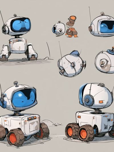 Cute Robot Concept Art Poster. poster