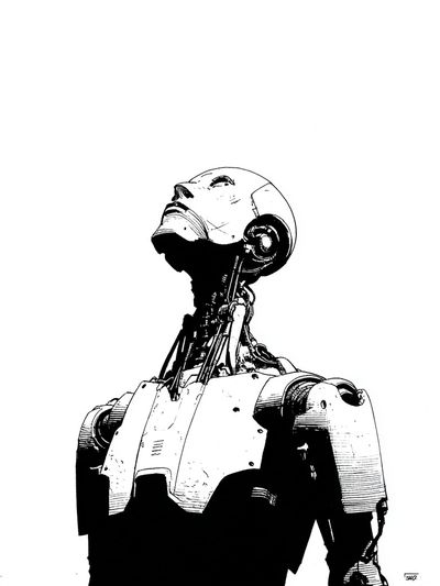 Robot Portrait Minimalist Print. poster