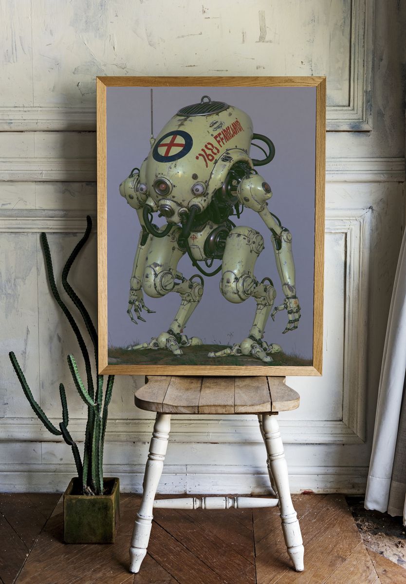 Retro Robot Mech Poster. — room view 1