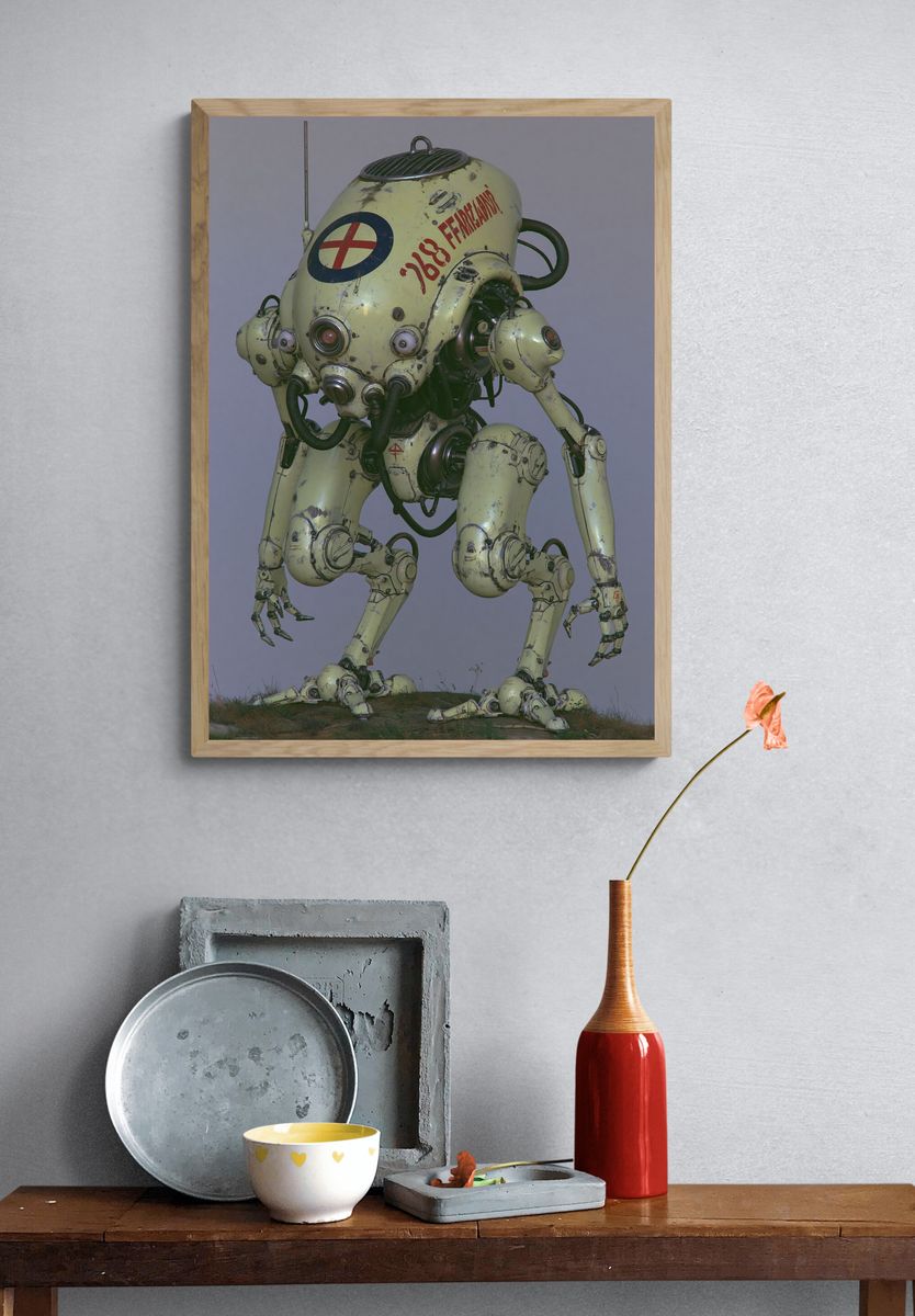 Retro Robot Mech Poster. — room view 3