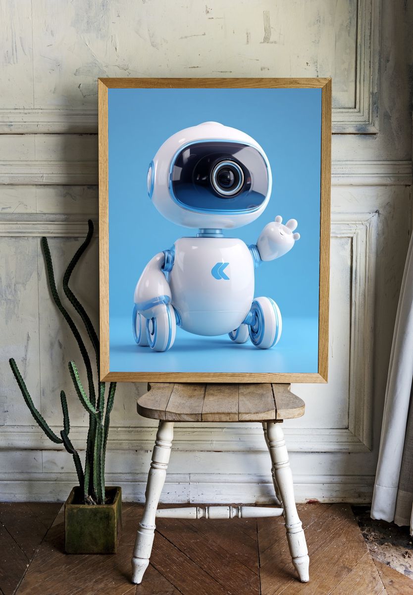 Cute Robot Character Illustration Poster. room preview